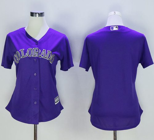 Rockies Blank Purple Women's Alternate Stitched MLB Jersey - Click Image to Close